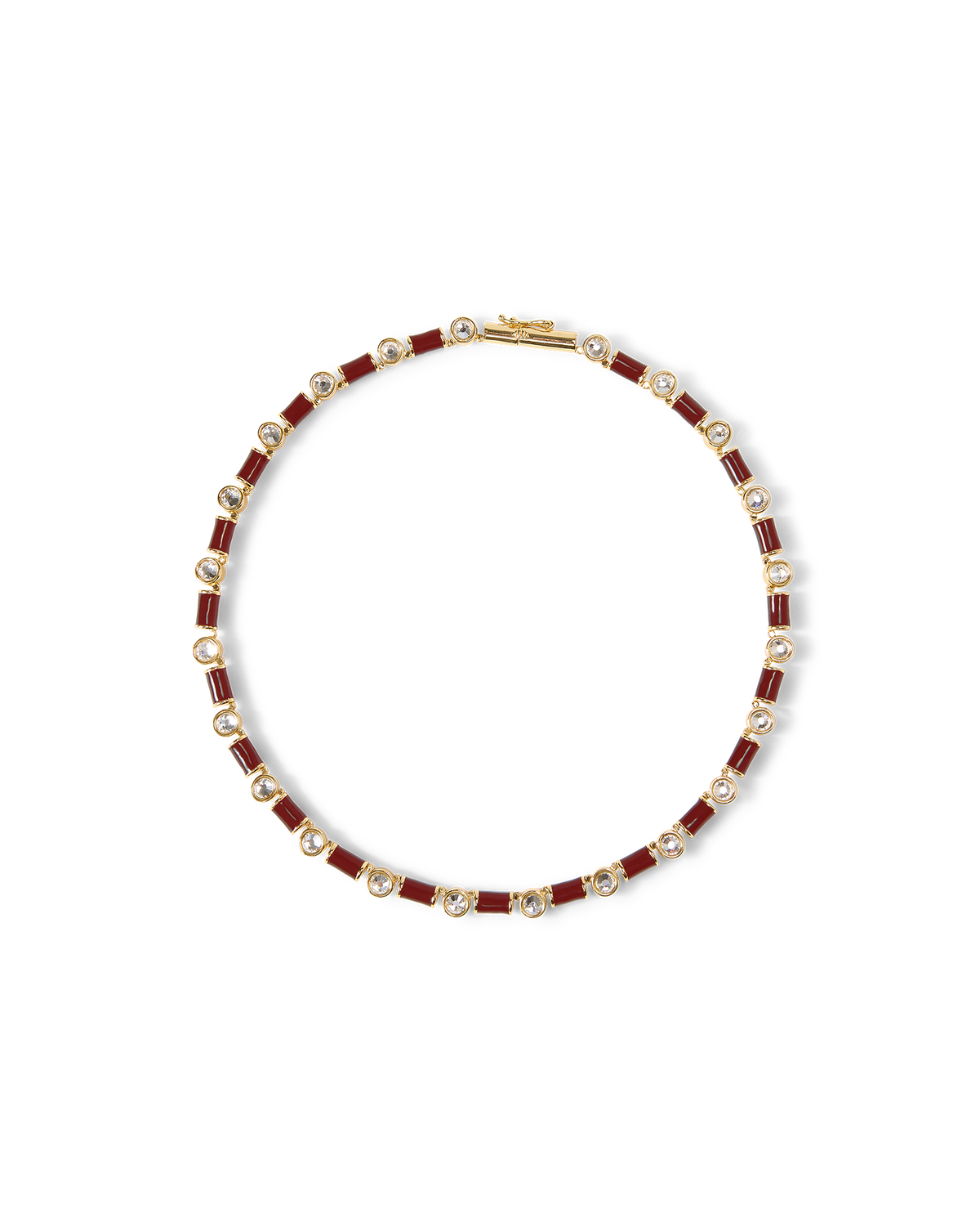 Veronica Beard | Burgundy Enamel and Crystal Barrel Necklace Burgundy