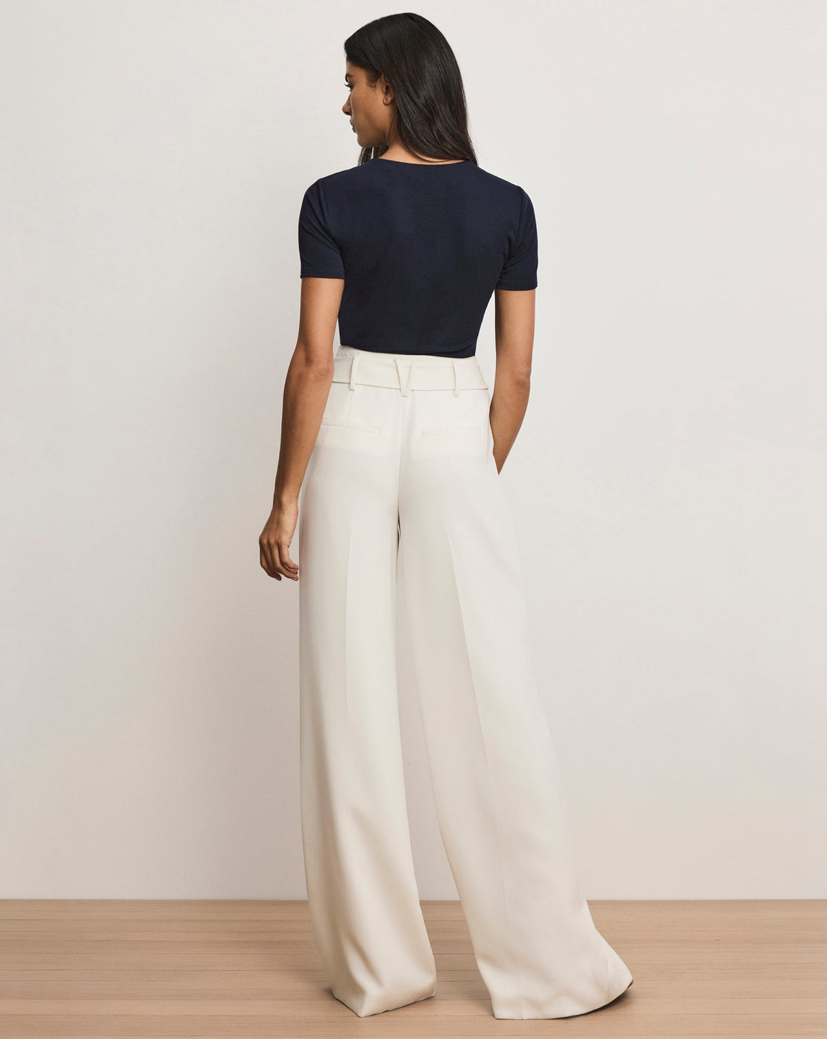 Veronica Beard | Tai Belted Wide-Leg Pant in Off-White Dove White Dove White