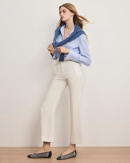 Veronica Beard | Carys Cropped Pant in Dove White White Dove White