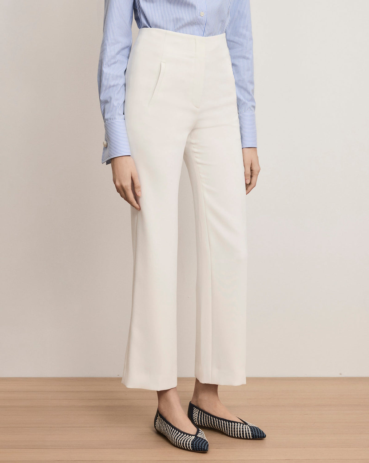 Veronica Beard | Carys Cropped Pant in Dove White White Dove White