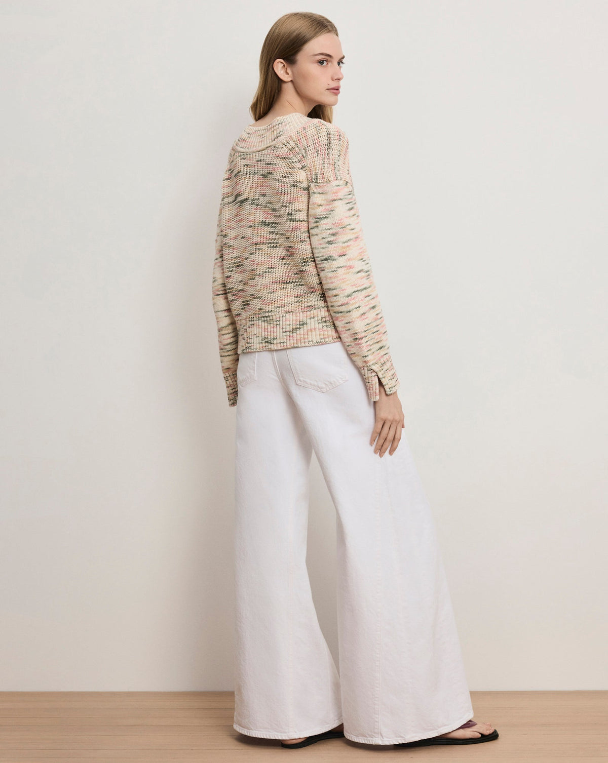 Veronica Beard | Anola V-Neck Knit Sweater in Off-White Petal Multi