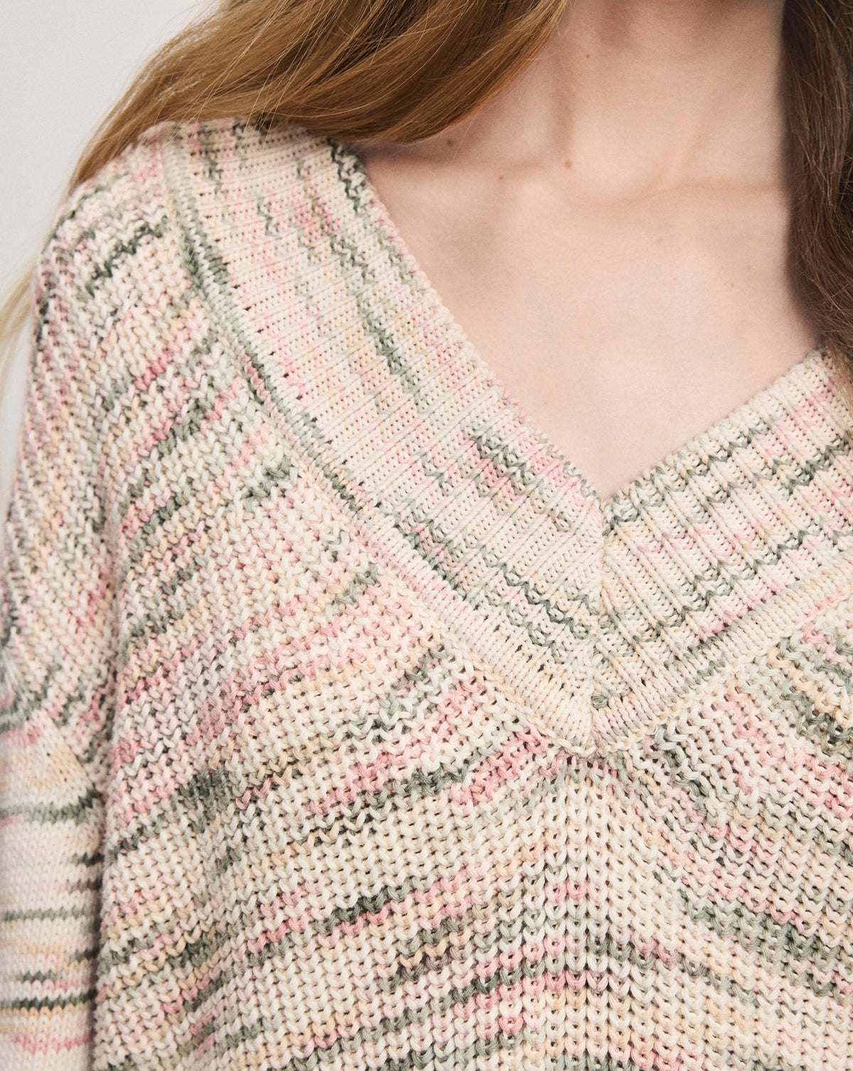 Veronica Beard | Anola V-Neck Knit Sweater in Off-White Petal Multi
