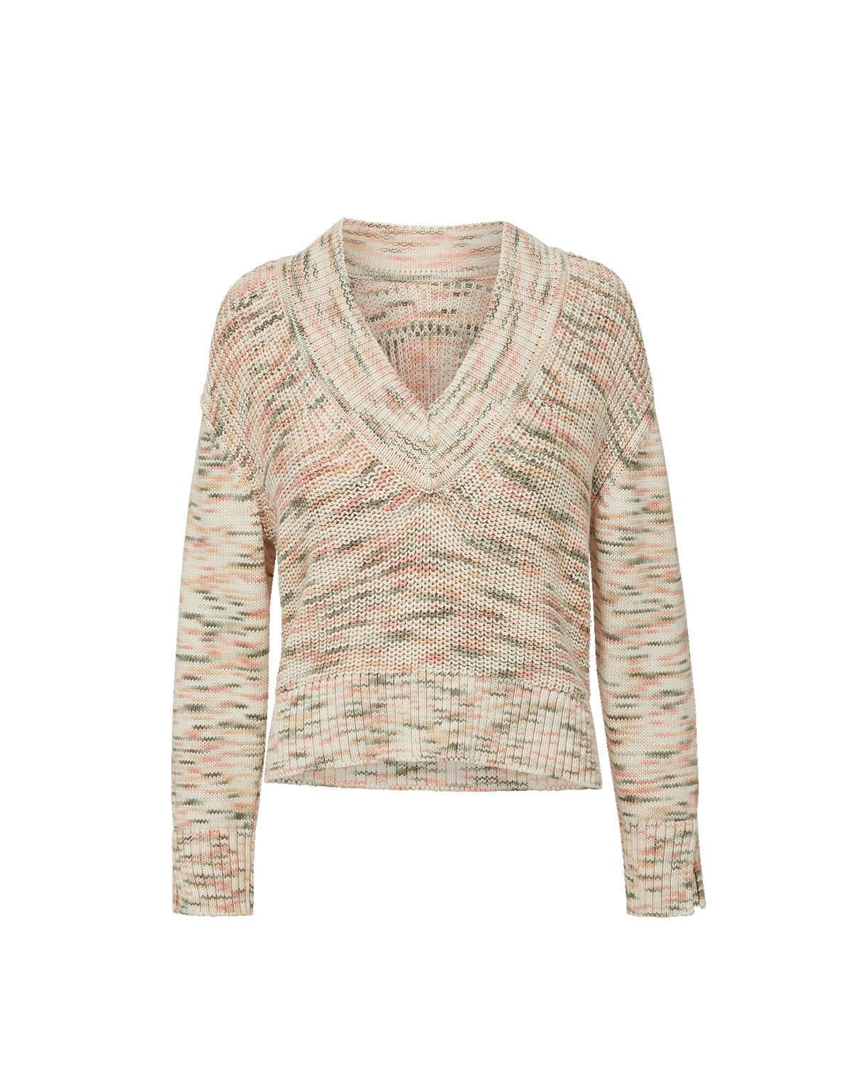 Veronica Beard | Anola V-Neck Knit Sweater in Off-White Petal Multi