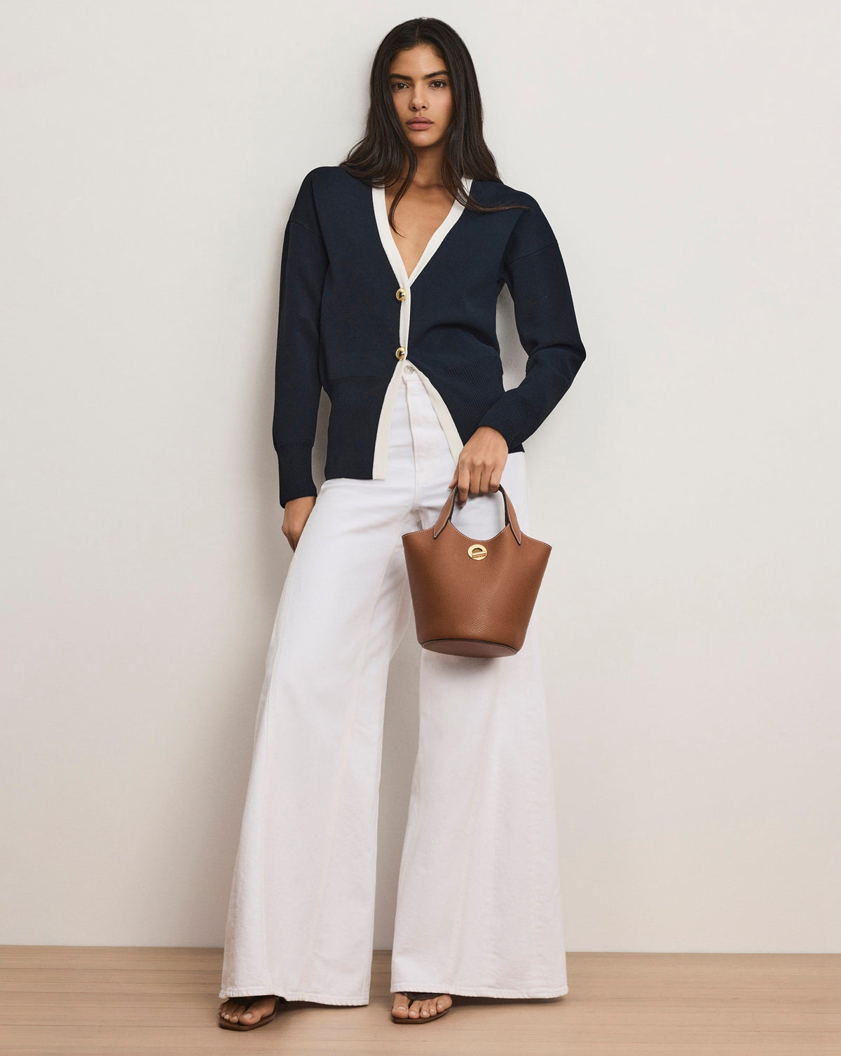 Veronica Beard | Cillian V-Neck Boyfriend Cardigan in Navy Navy