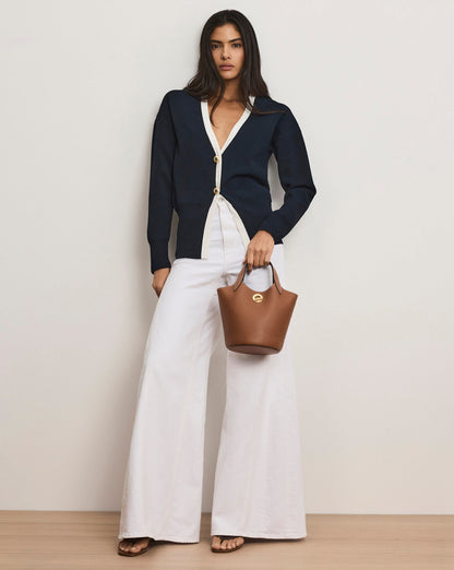 Veronica Beard | Cillian V-Neck Boyfriend Cardigan in Navy Navy