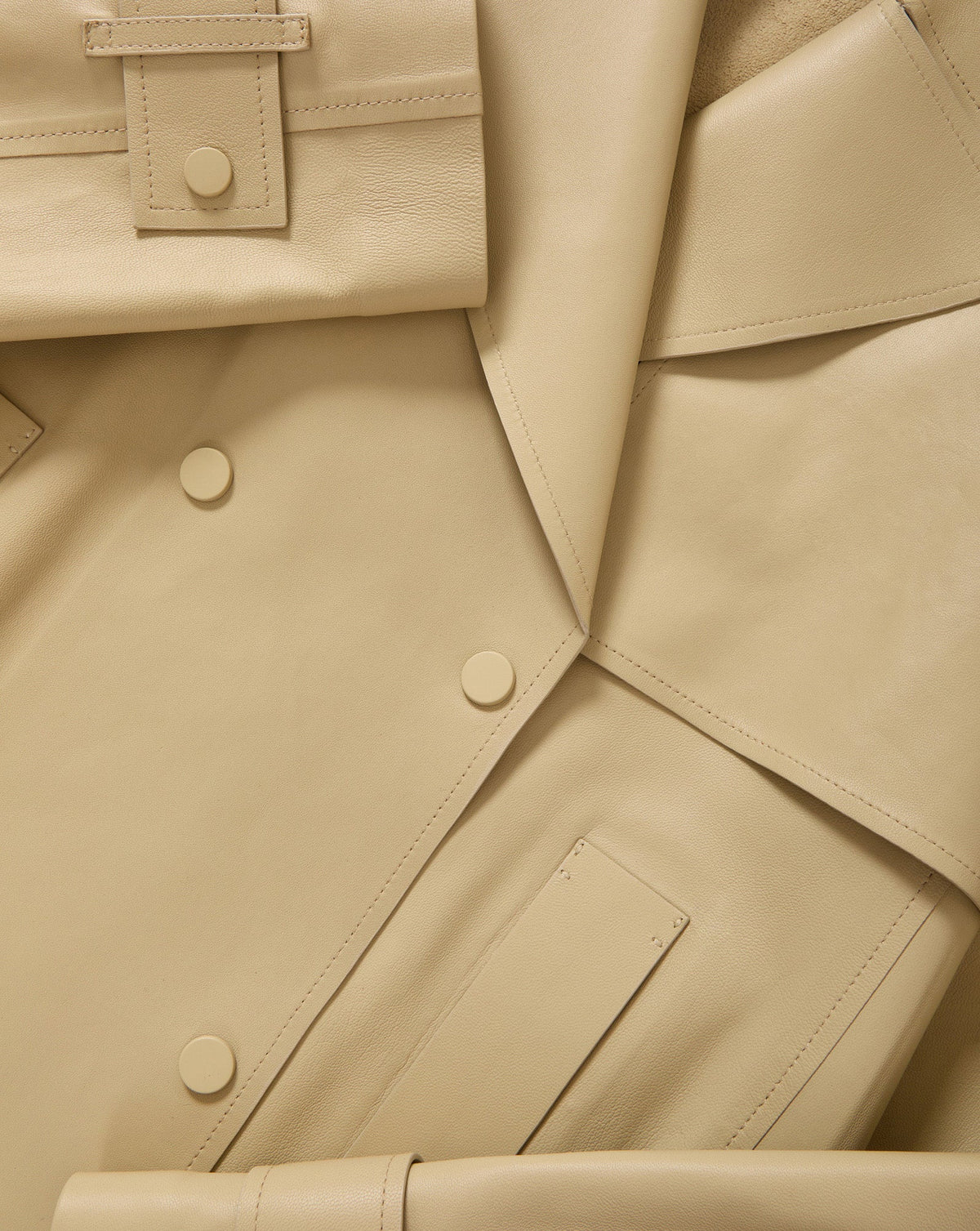 Veronica Beard | Heathcliff Cropped Leather Trench Coat in Stone Khaki Stone Khaki