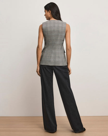Veronica Beard | Lois Plaid Vest in Black Plaid Black Multi