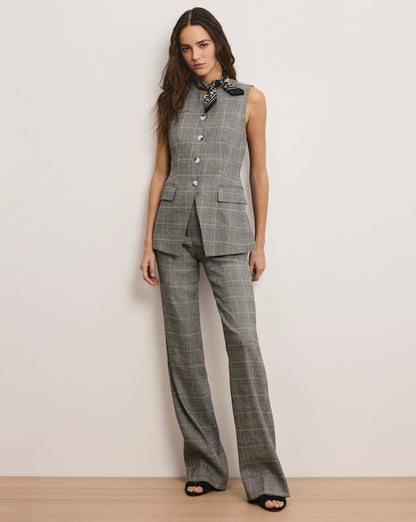 Veronica Beard | Lois Plaid Vest in Black Plaid Black Multi