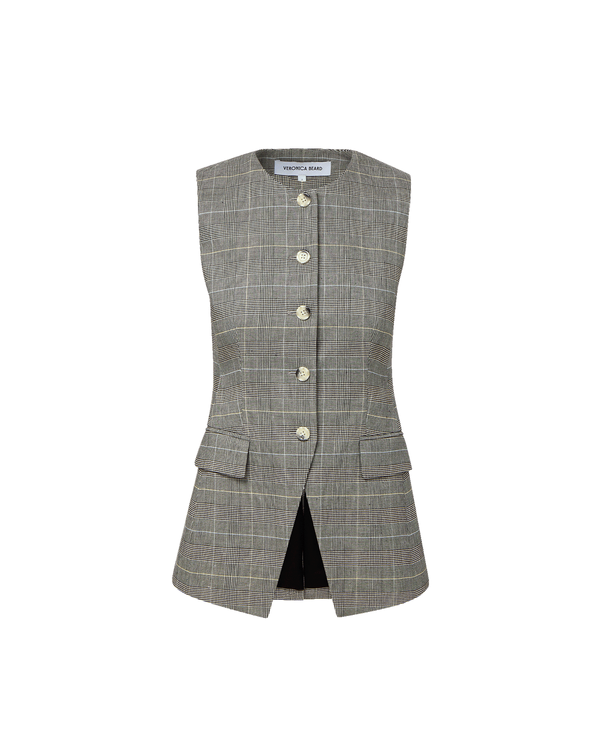 Veronica Beard | Lois Plaid Vest in Black Plaid Black Multi