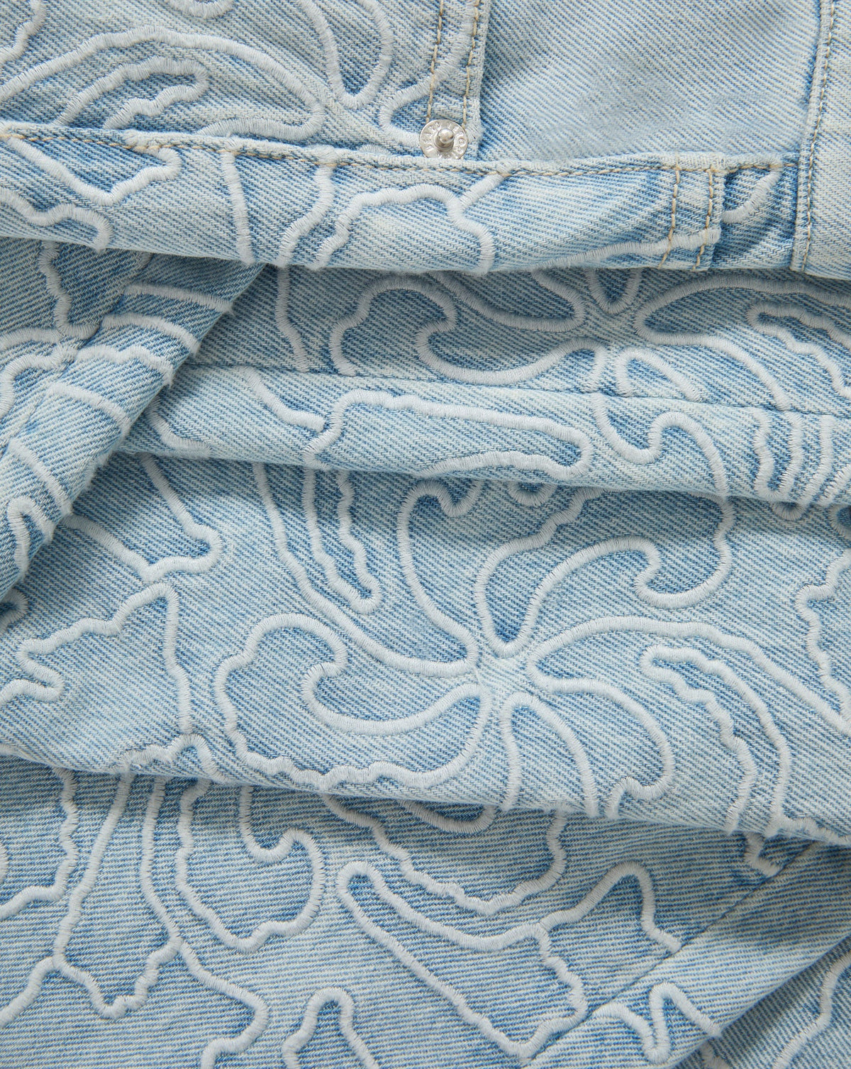 Veronica Beard | Taylor Embroidered Wide-Leg Jean in Sun Spark Light Wash Sun Spark