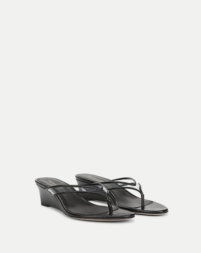 Veronica Beard | Clea Jelly Wedge Sandal in Clear/Black Clear/Black