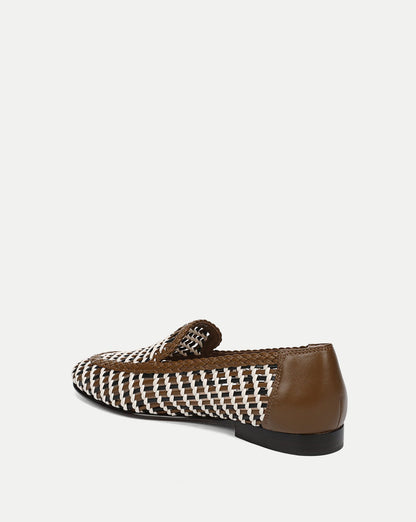 Veronica Beard | Prilla Woven Leather Loafer in Brown Multi Brown Multi