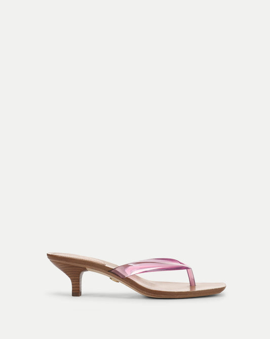 Veronica Beard | Clea Jelly Kitten-Heel Sandal in Petal Pink Petal Pink