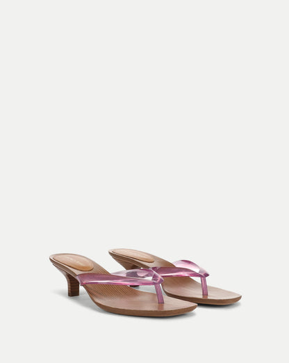 Veronica Beard | Clea Jelly Kitten-Heel Sandal in Petal Pink Petal Pink