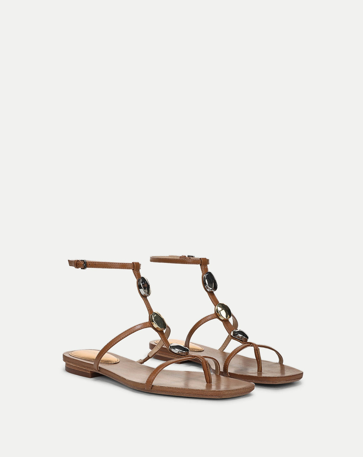 Veronica Beard | Alba Stone Embellished Sandal in Tan Hazelwood Hazelwood