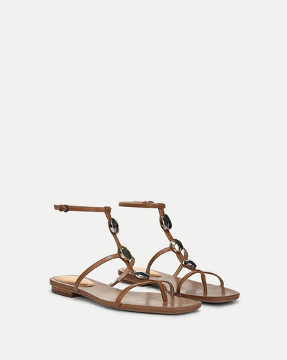 Veronica Beard | Alba Stone Embellished Sandal in Tan Hazelwood Hazelwood