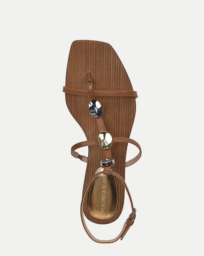 Veronica Beard | Alba Stone Embellished Sandal in Tan Hazelwood Hazelwood