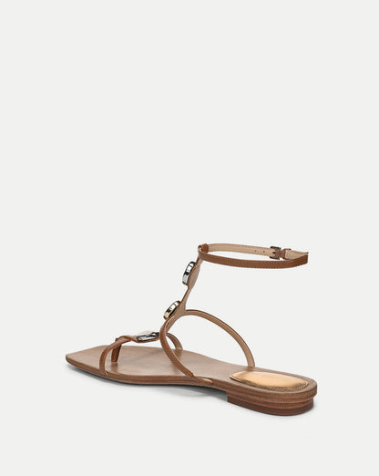 Veronica Beard | Alba Stone Embellished Sandal in Tan Hazelwood Hazelwood