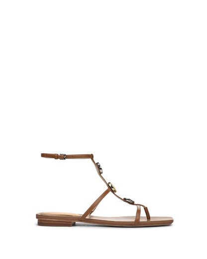 Veronica Beard | Alba Stone Embellished Sandal in Tan Hazelwood Hazelwood