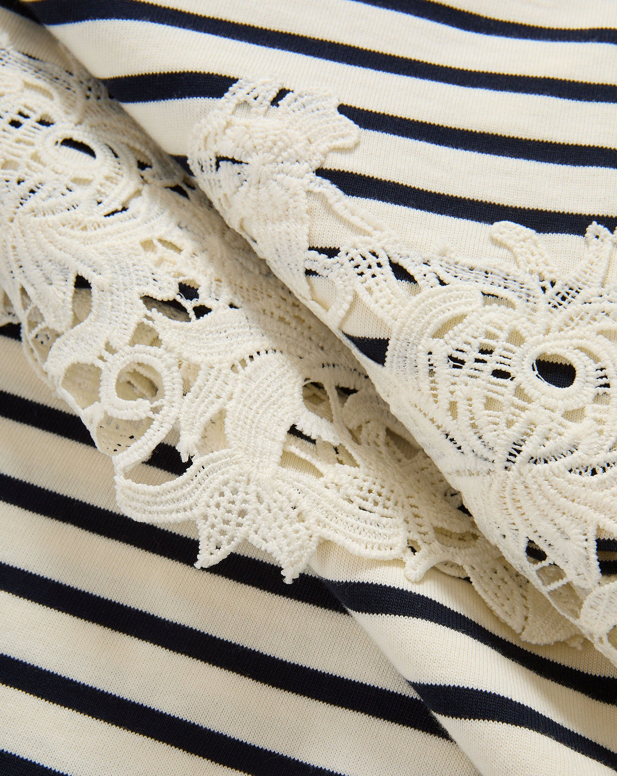 Veronica Beard | Rhue Striped Lace-Hem Mini Dress in White & Navy Stripe Dove White/Navy Stripe