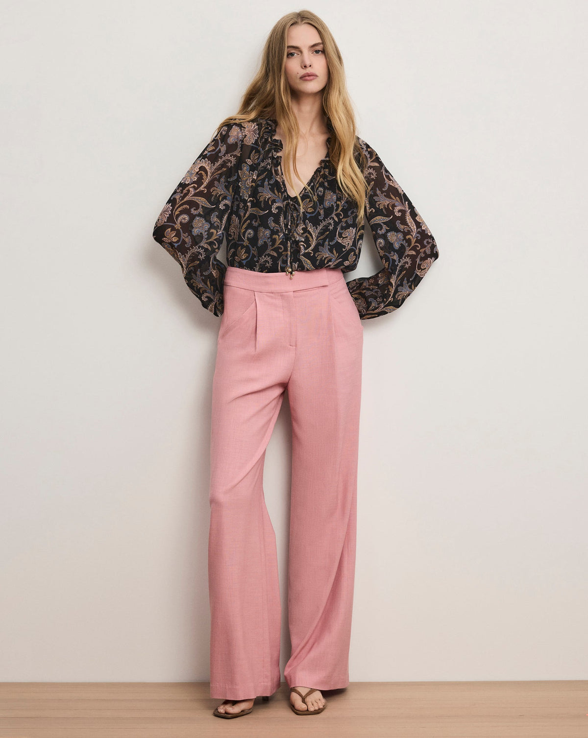 Veronica Beard | Marbeau Wide-Leg Pant in Pink Petal
