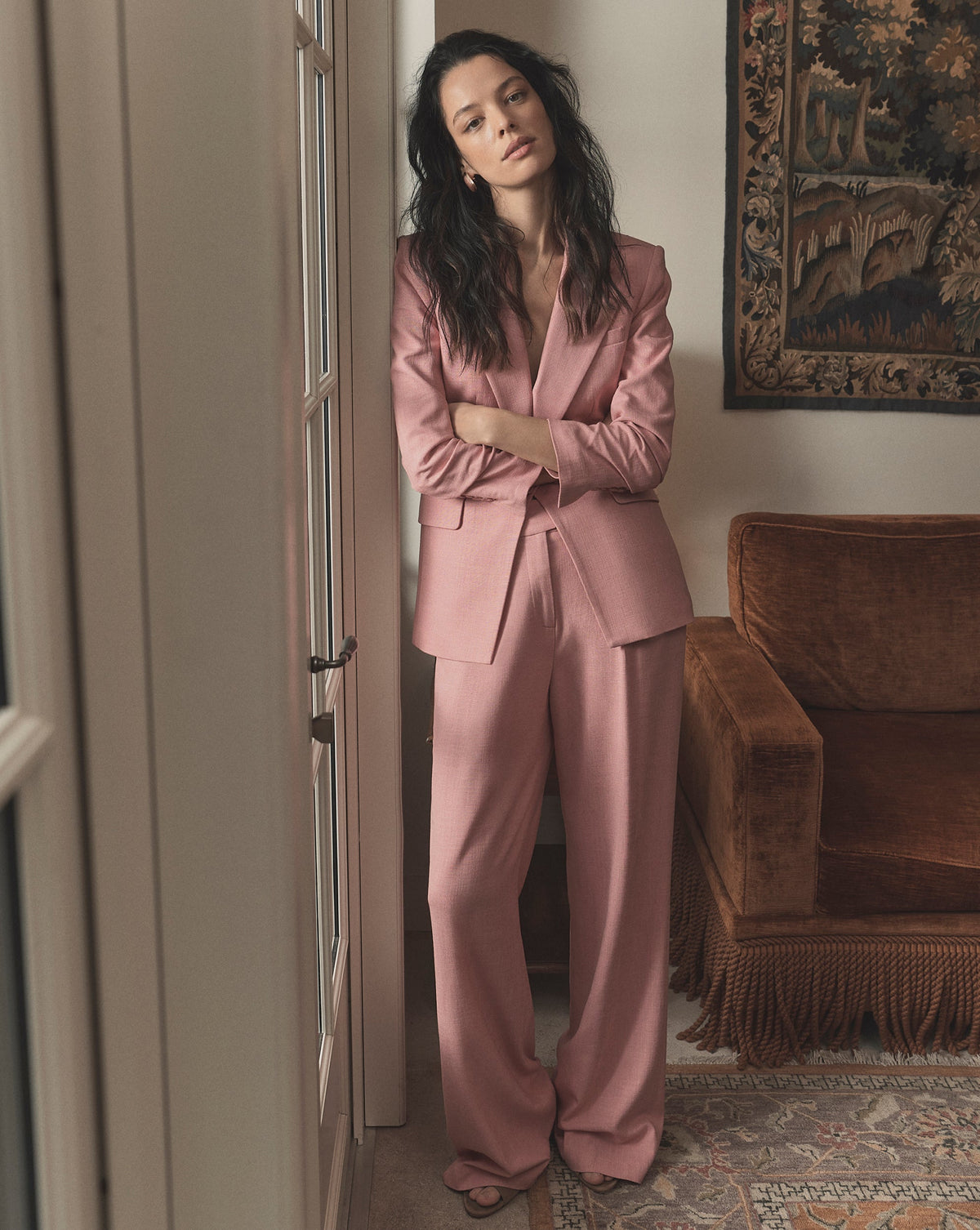 Veronica Beard | Marbeau Wide-Leg Pant in Pink Petal