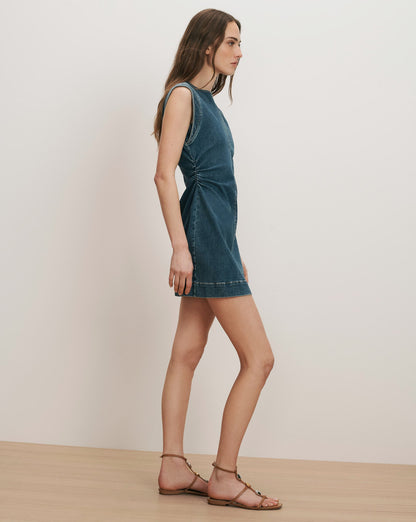 Veronica Beard | Imara Denim Mini Dress in Dark Bright Blue Dark Bright Blue