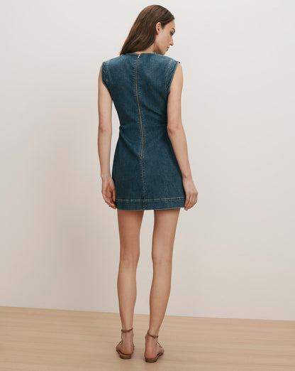 Veronica Beard | Imara Denim Mini Dress in Dark Bright Blue Dark Bright Blue