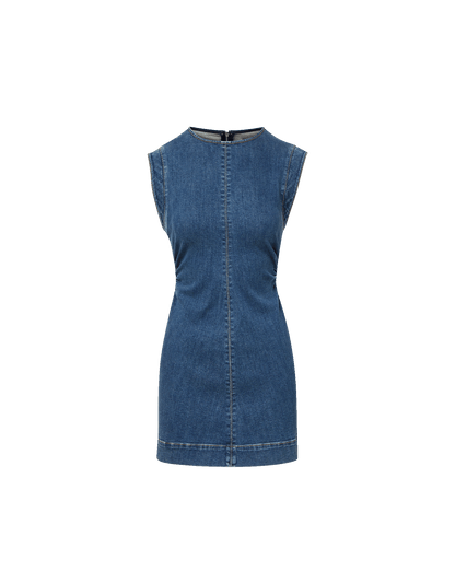 Veronica Beard | Imara Denim Mini Dress in Dark Bright Blue Dark Bright Blue
