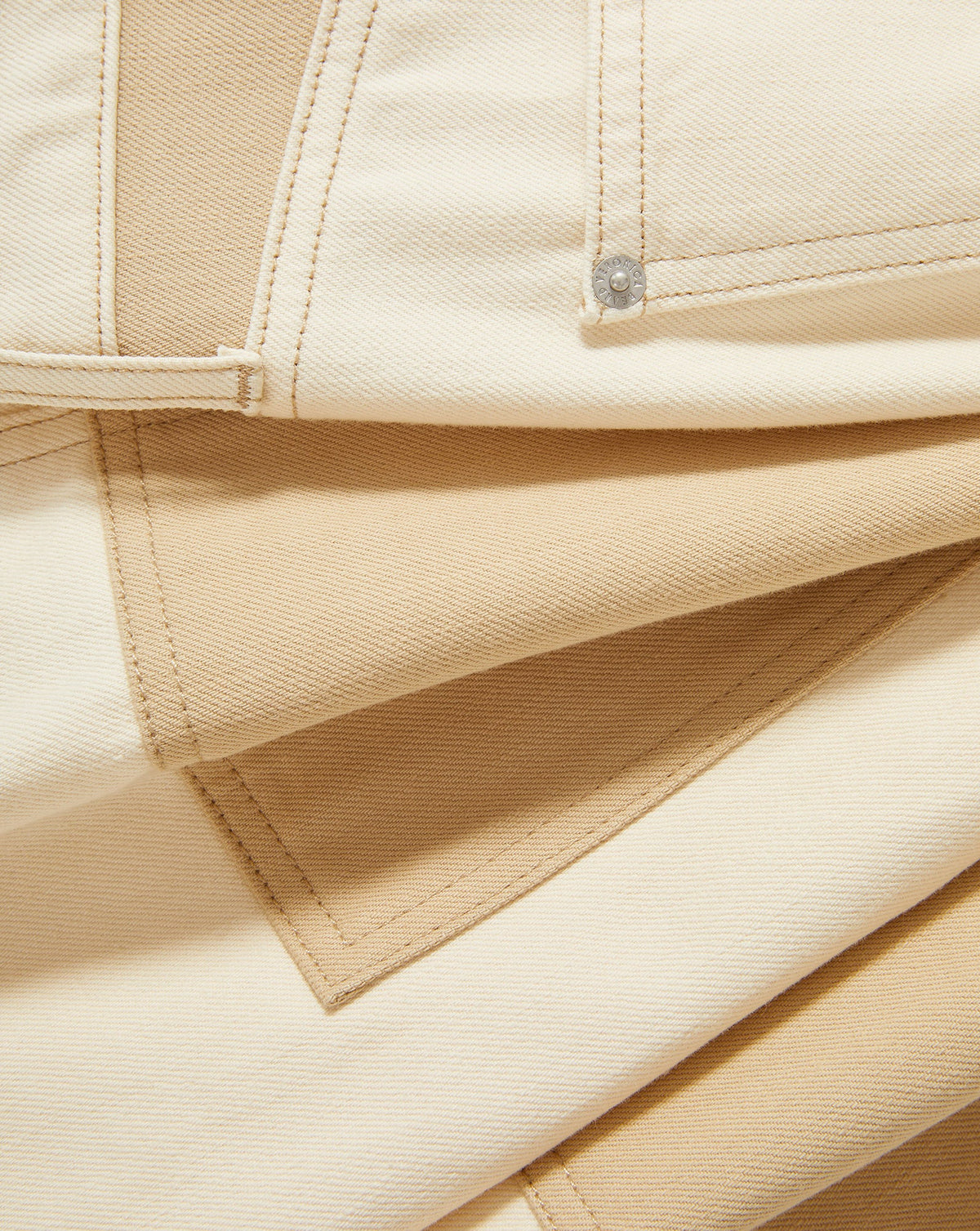 Veronica Beard | Taylor Color-Block Wide-Leg Jean in Ecru/Stone Khaki Ecru/Stone Khaki