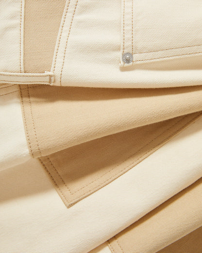 Veronica Beard | Taylor Color-Block Wide-Leg Jean in Ecru/Stone Khaki Ecru/Stone Khaki