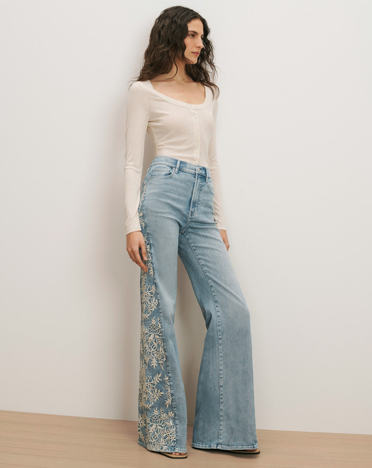 Veronica Beard | Hyland Button-Down T-Shirt in Ecru Ecru
