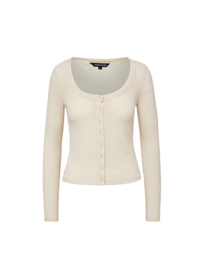 Veronica Beard | Hyland Button-Down T-Shirt in Ecru Ecru