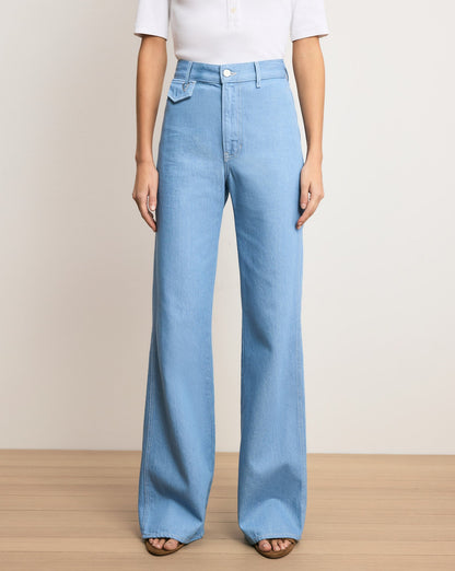 Veronica Beard | Crosbie Flap-Pocket Slim Wide-Leg Jean in Bayside Bayside