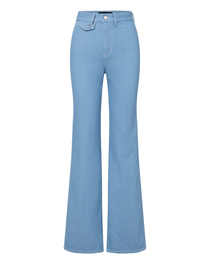 Veronica Beard | Crosbie Flap-Pocket Slim Wide-Leg Jean in Bayside Bayside