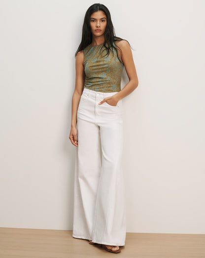 Veronica Beard | Otessa Mesh Tank Top in Gold & Blue Floral Dark Goldenrod/Blue Jay Dark Golden/Blue Jay