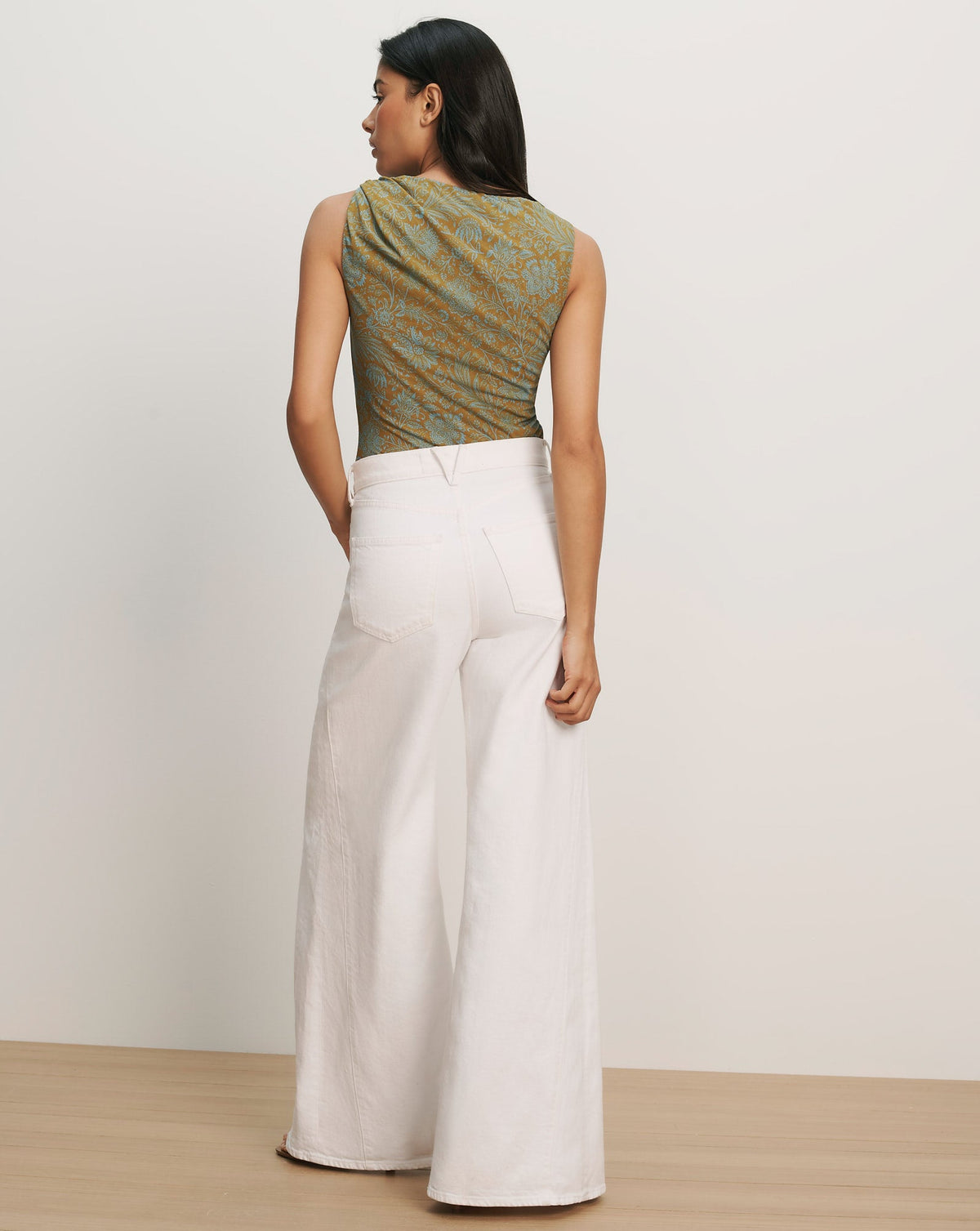 Veronica Beard | Otessa Mesh Tank Top in Gold & Blue Floral Dark Goldenrod/Blue Jay Dark Golden/Blue Jay