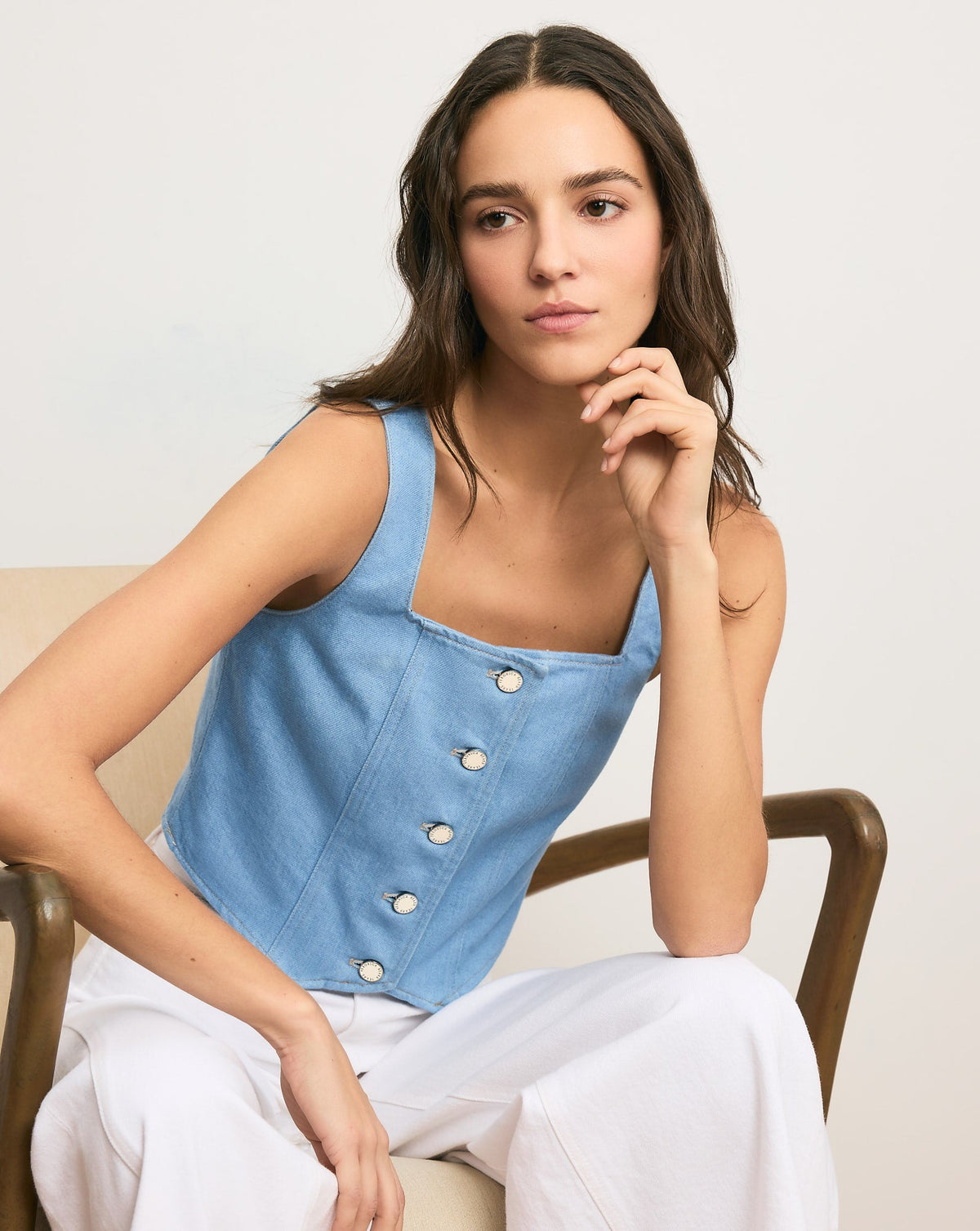 Veronica Beard | Spensley Denim Vest in Light Wash Bayside Bayside