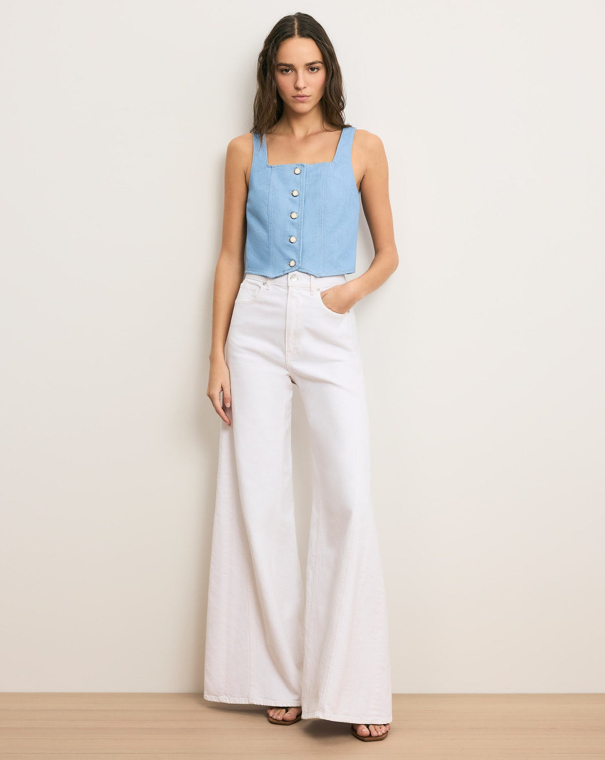 Veronica Beard | Spensley Denim Vest in Light Wash Bayside Bayside