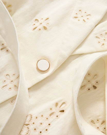 Veronica Beard | Townes Eyelet Vest in Dove Dove White
