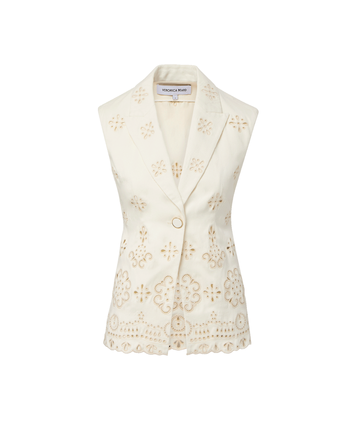 Veronica Beard | Townes Eyelet Vest in Dove Dove White