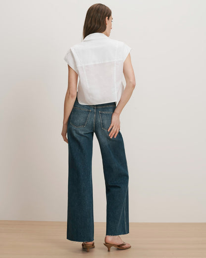 Veronica Beard | Nestor Cropped Button-Down Shirt in White White