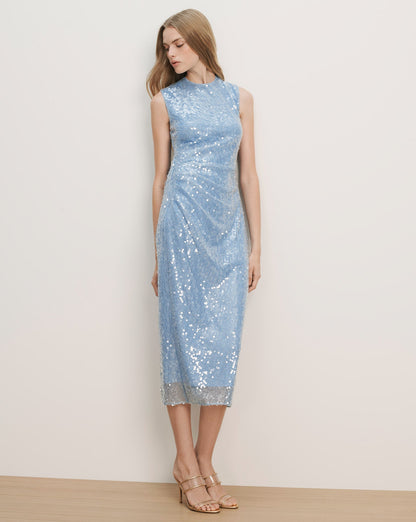 Veronica Beard | Kimberly Sequin Midi Dress in Blue Jay Blue Jay