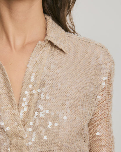 Veronica Beard | Meryl Sequin Blouse in Champagne Champagne