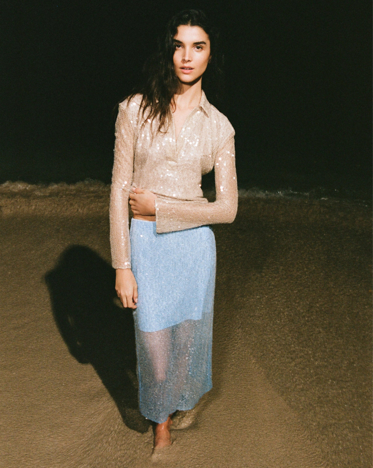 Veronica Beard | Meryl Sequin Blouse in Champagne Champagne