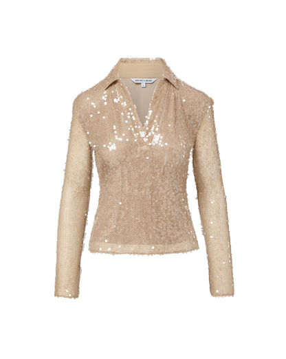 Veronica Beard | Meryl Sequin Blouse in Champagne Champagne