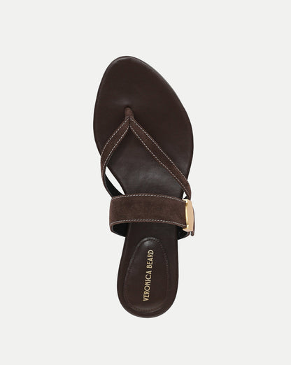 Veronica Beard | Salva Dash Flat Sandal in Brown Espresso Espresso