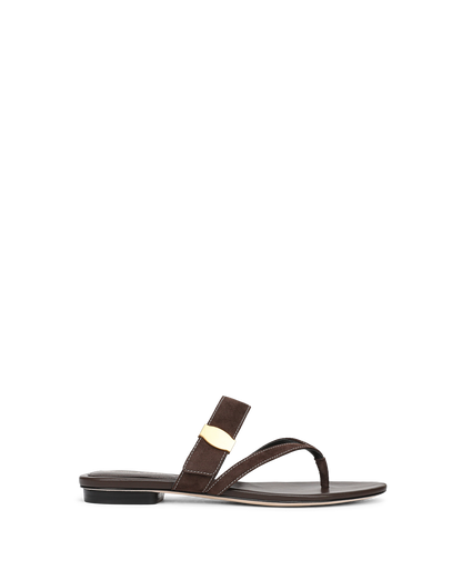 Veronica Beard | Salva Dash Flat Sandal in Brown Espresso Espresso
