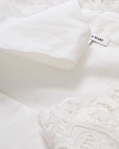 Veronica Beard | Shanice Lace-Trim Mini Dress in White White