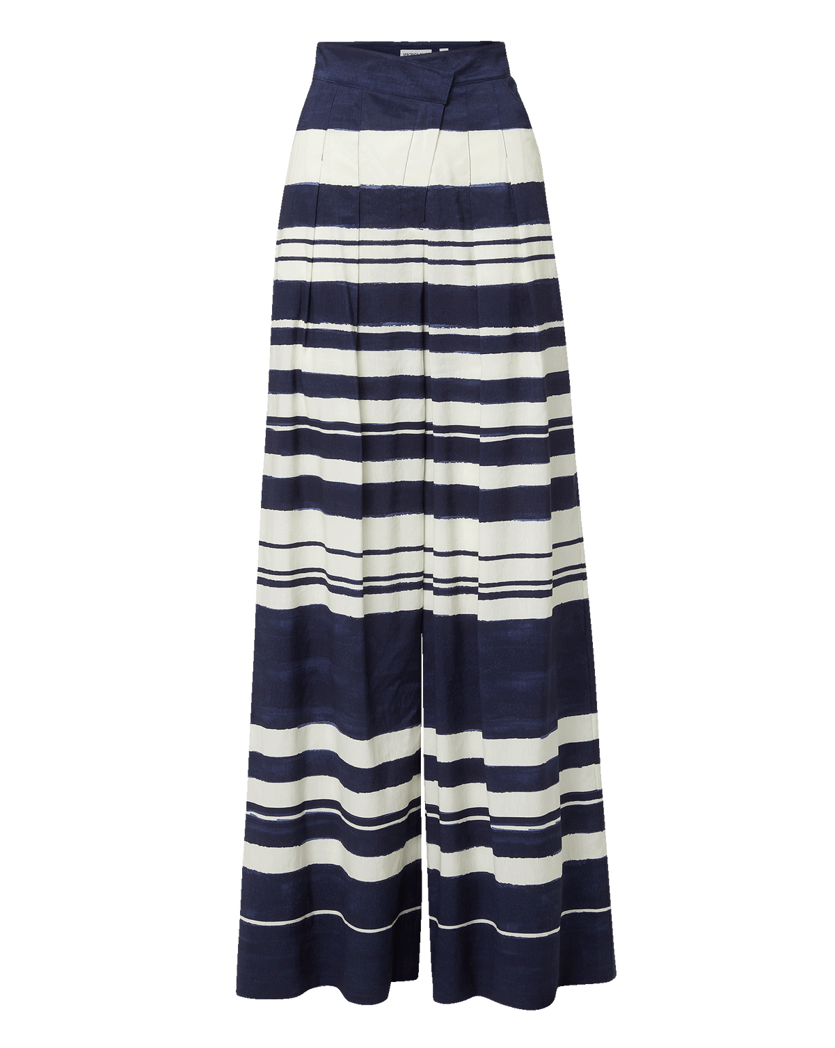 Veronica Beard | Heron Crossover Waistband Pant in Navy & Dove Stripes Navy/Dove White